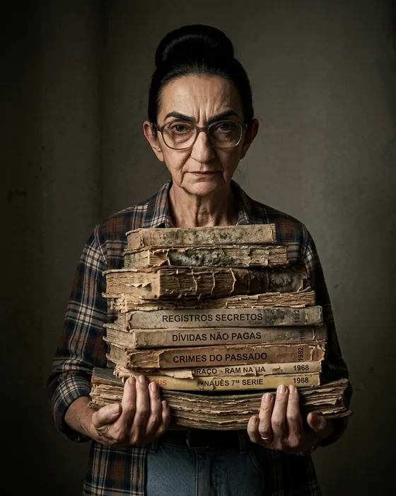 A Velha Forma de Estudar, personagem dos vídeos da Black, segurando uma pilha de livros velhos